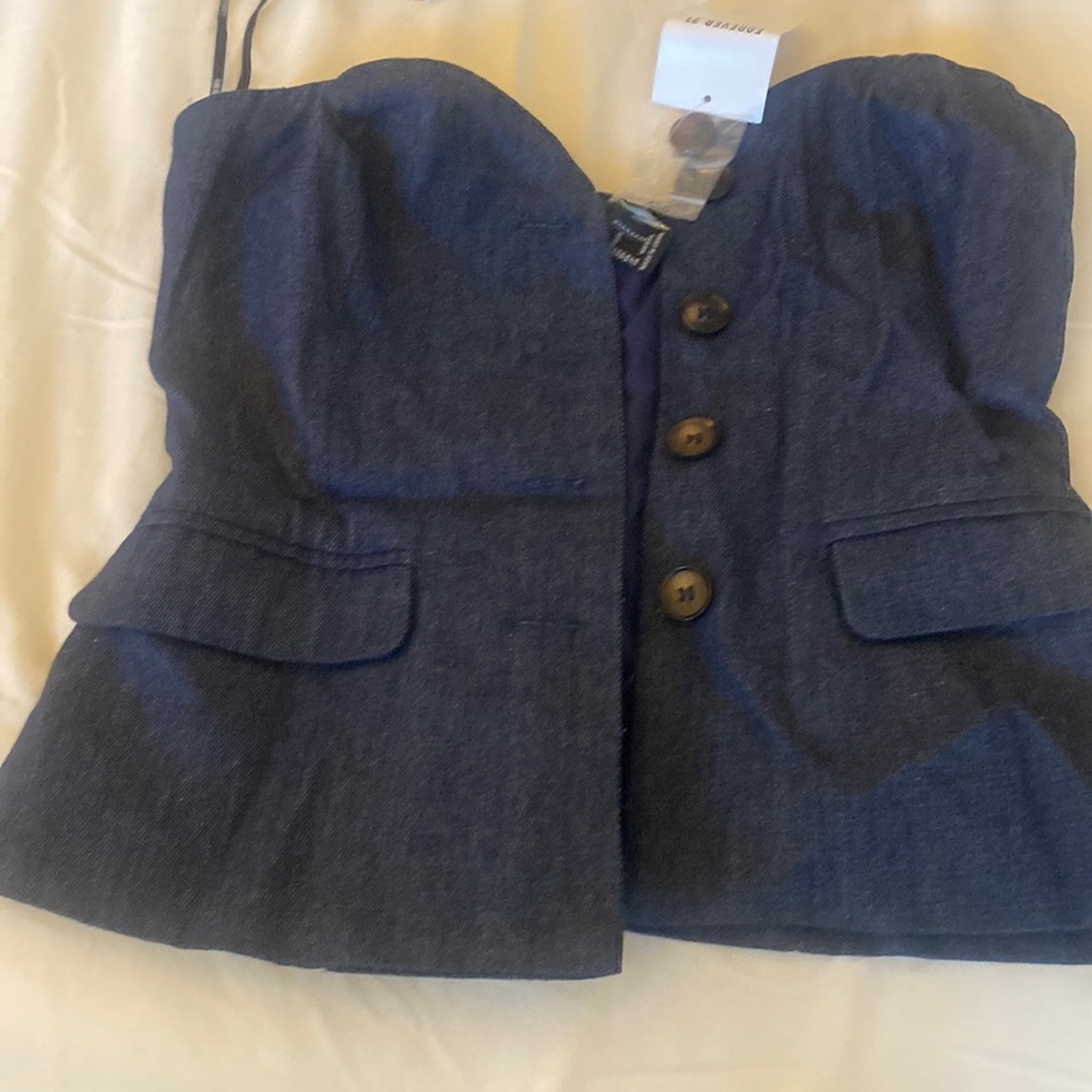 Womens denim strapless button down brand new